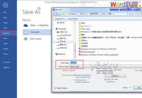 小程序預覽PDF Word2013客戶預覽版 閱讀、修改PDF文件更方便