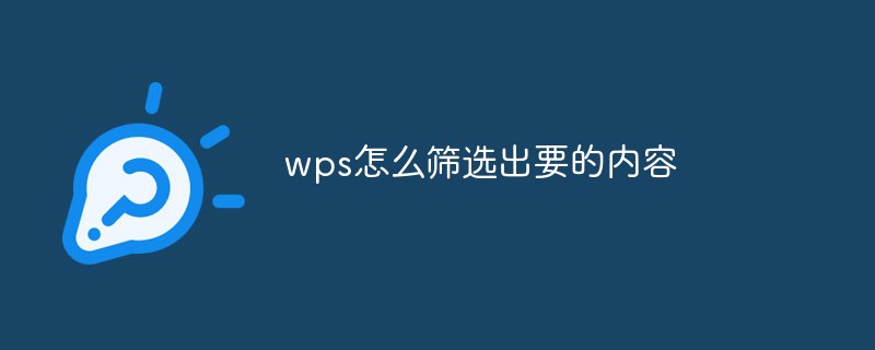 wps怎么篩選出要的內容