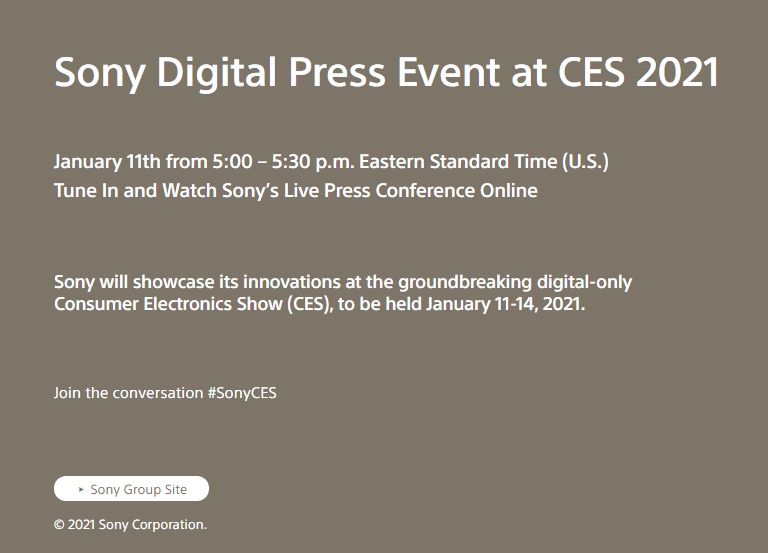 索尼正式公開 CES 2021 在線發布平臺 Sony Square,線上發布會 1 月 12 日早晨舉辦