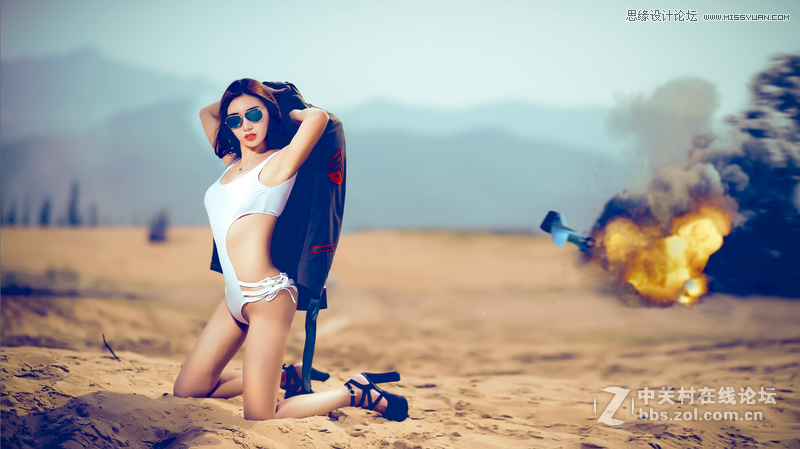 PS調出戰爭中的人像金黃色藝術效果