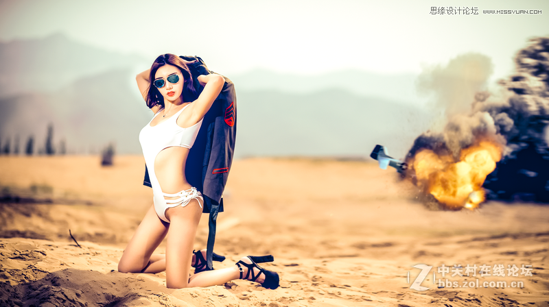 PS調出戰爭中的人像金黃色藝術效果