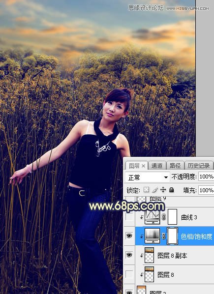 ps給外景人像添加夕陽黃昏美景效果