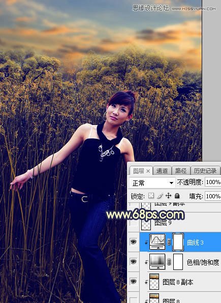 ps給外景人像添加夕陽黃昏美景效果