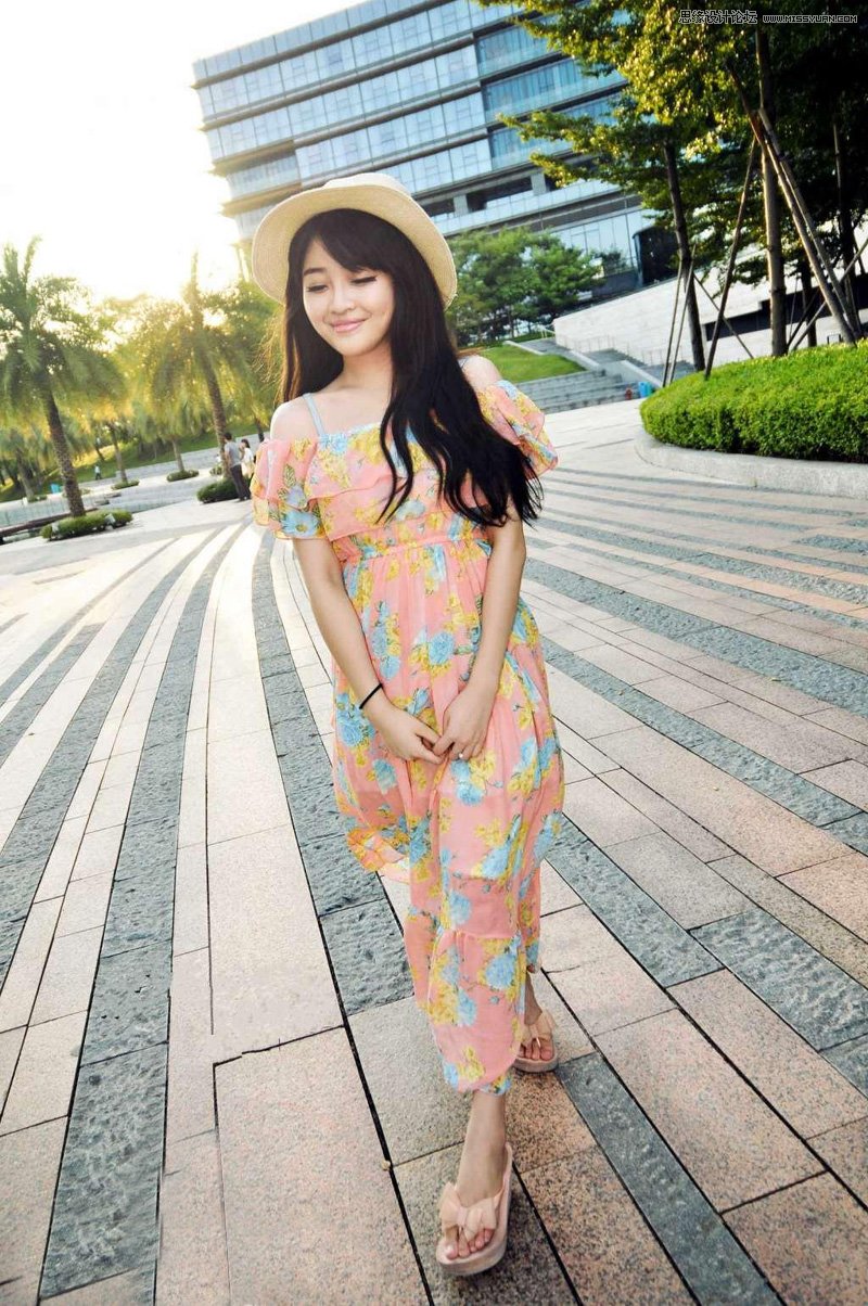 ps給公園外景人像添加夕陽(yáng)光效效果