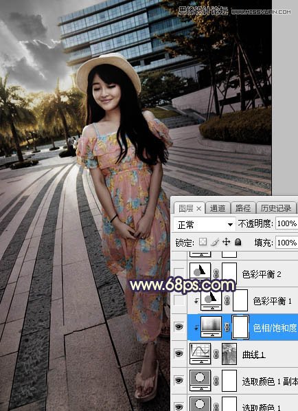 ps給公園外景人像添加夕陽(yáng)光效效果