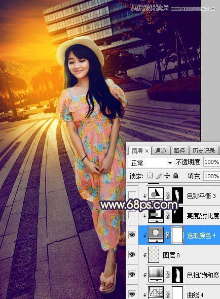 ps給公園外景人像添加夕陽(yáng)光效效果