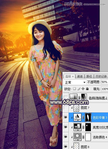 ps給公園外景人像添加夕陽(yáng)光效效果