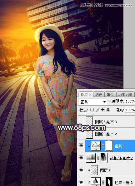 ps給公園外景人像添加夕陽(yáng)光效效果