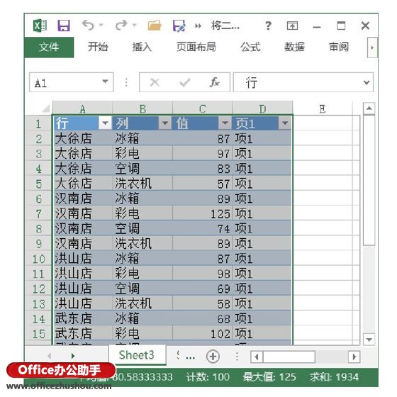 excel表格引用數據源 將數據源的表格從二維列表轉換為一維列表的方法