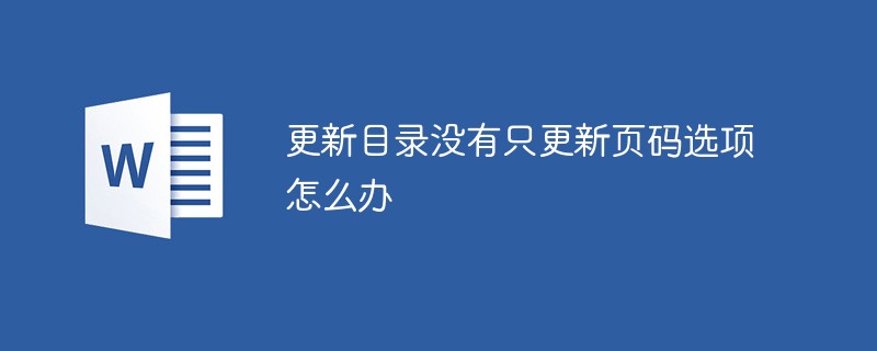 更新目錄沒有只更新頁碼選項怎么辦