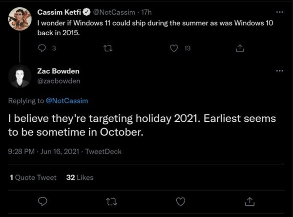 Windows 11穩定版何時發布：消息稱最快今年10月