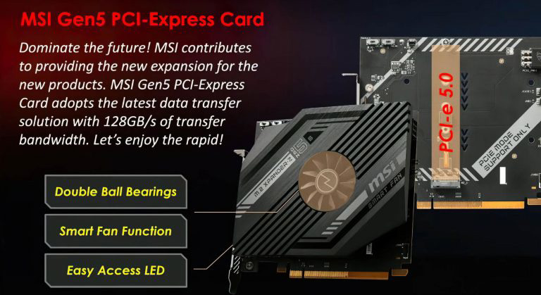 微星展示業(yè)界首個 PCIe Gen5 轉(zhuǎn)換卡：主動散熱，為下一代 M.2 SSD 設(shè)計