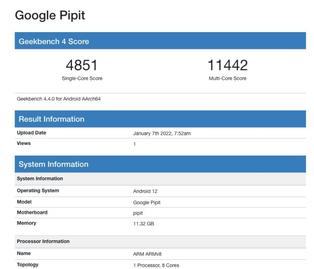 谷歌 Pixel Fold 折疊屏手機現身 Geekbench,搭載自研 Tensor 芯片