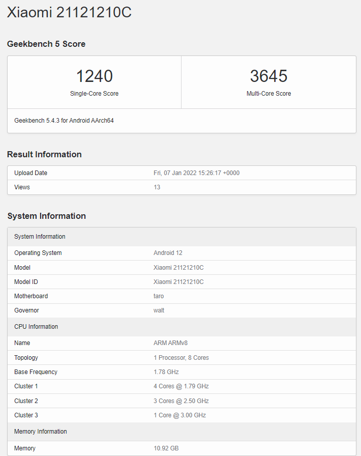 Redmi K50 電競版現身 Geekbench 5:搭載驍龍 8 Gen 1,跑分直追小米 12 Pro