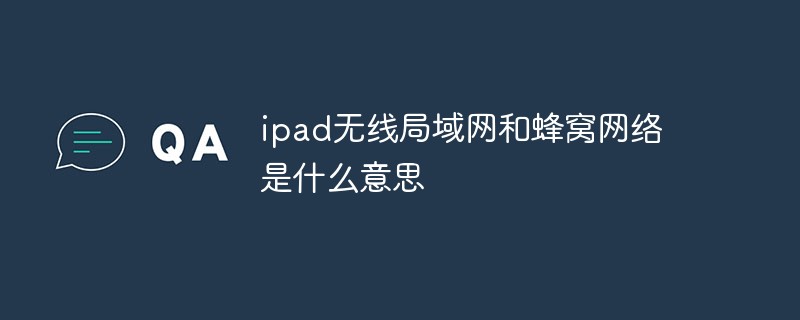 ipad無線局域網和蜂窩網絡是什么意思